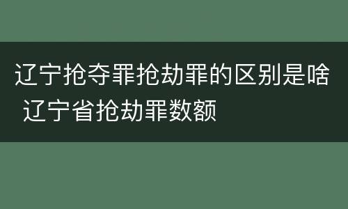 辽宁抢夺罪抢劫罪的区别是啥 辽宁省抢劫罪数额