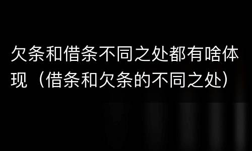 欠条和借条不同之处都有啥体现（借条和欠条的不同之处）