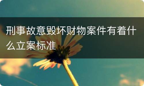 刑事故意毁坏财物案件有着什么立案标准