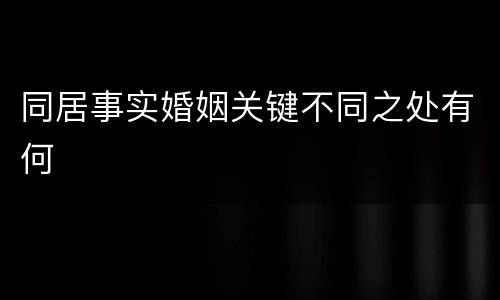 同居事实婚姻关键不同之处有何