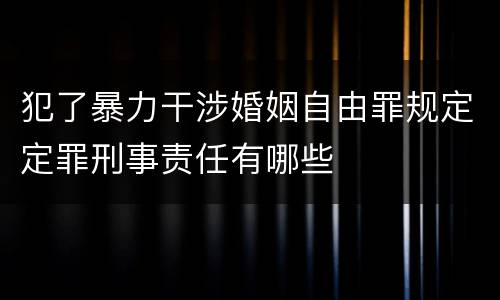 犯了暴力干涉婚姻自由罪规定定罪刑事责任有哪些
