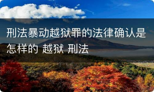 刑法暴动越狱罪的法律确认是怎样的 越狱 刑法