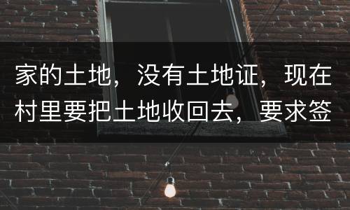 家的土地,没有土地证,现在村里要把土地收回去,要求签协议,怎么处理