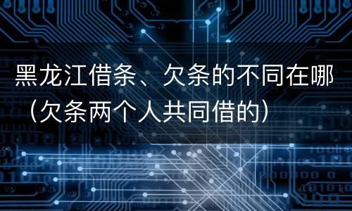 黑龙江借条、欠条的不同在哪（欠条两个人共同借的）