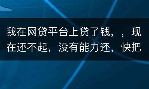 我在网贷平台上贷了钱，，现在还不起，没有能力还，快把家里人气死了，这可怎么办