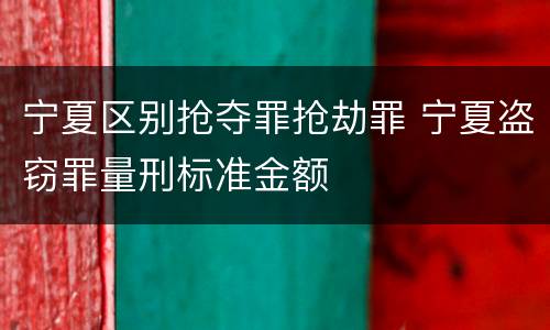 宁夏区别抢夺罪抢劫罪 宁夏盗窃罪量刑标准金额