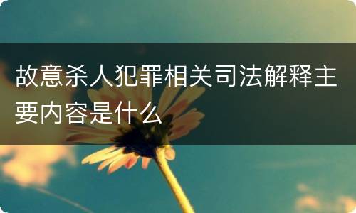 故意杀人犯罪相关司法解释主要内容是什么