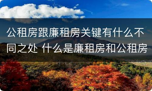 公租房跟廉租房关键有什么不同之处 什么是廉租房和公租房两个有什么特点