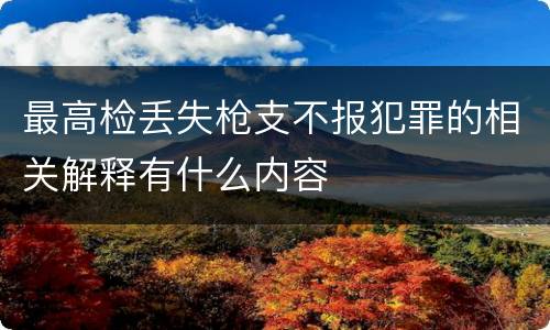 最高检丢失枪支不报犯罪的相关解释有什么内容