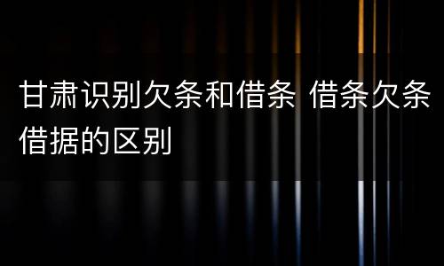 甘肃识别欠条和借条 借条欠条借据的区别