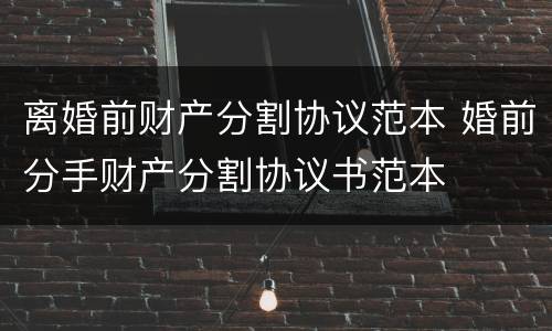 离婚前财产分割协议范本 婚前分手财产分割协议书范本