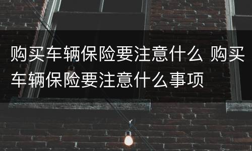 购买车辆保险要注意什么 购买车辆保险要注意什么事项