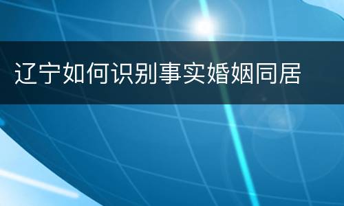 辽宁如何识别事实婚姻同居