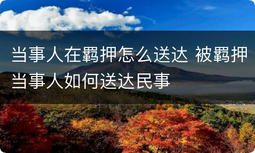 当事人在羁押怎么送达 被羁押当事人如何送达民事