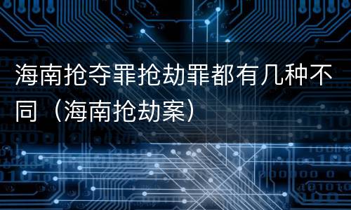海南抢夺罪抢劫罪都有几种不同（海南抢劫案）