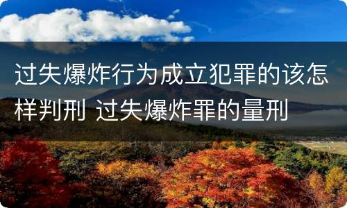 过失爆炸行为成立犯罪的该怎样判刑 过失爆炸罪的量刑
