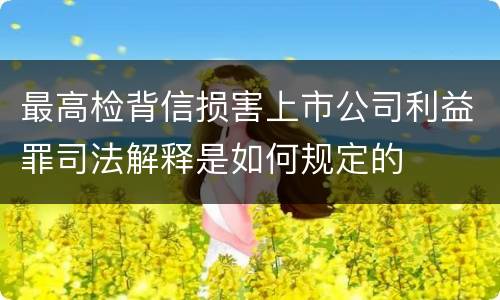 最高检背信损害上市公司利益罪司法解释是如何规定的