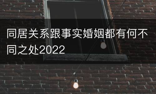 同居关系跟事实婚姻都有何不同之处2022