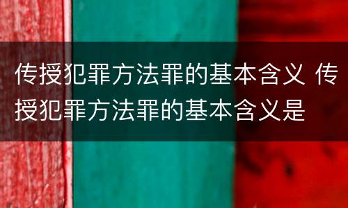 传授犯罪方法罪的基本含义 传授犯罪方法罪的基本含义是