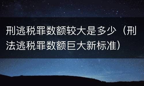 刑逃税罪数额较大是多少(刑法逃税罪数额巨大新标准)