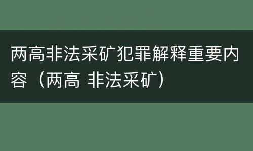 两高非法采矿犯罪解释重要内容（两高 非法采矿）