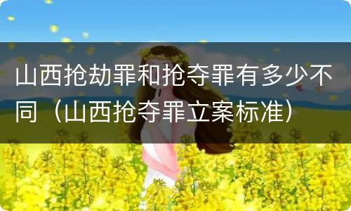 山西抢劫罪和抢夺罪有多少不同（山西抢夺罪立案标准）