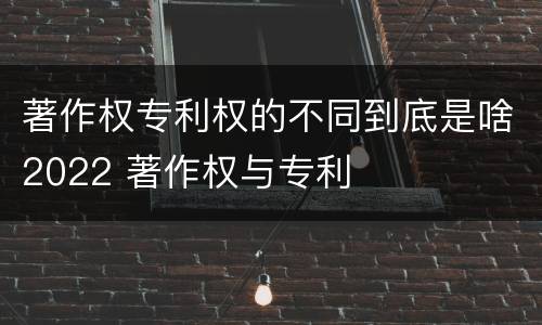 著作权专利权的不同到底是啥2022 著作权与专利