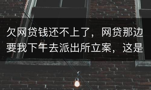 欠网贷钱还不上了，网贷那边要我下午去派出所立案，这是真的假的