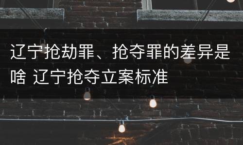 辽宁抢劫罪、抢夺罪的差异是啥 辽宁抢夺立案标准