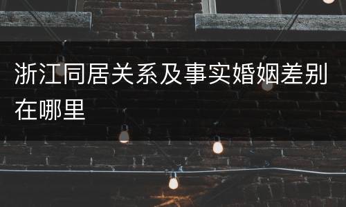 浙江同居关系及事实婚姻差别在哪里