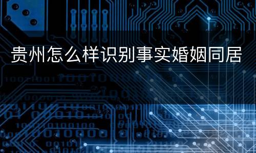 贵州怎么样识别事实婚姻同居