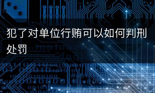 犯了对单位行贿可以如何判刑处罚