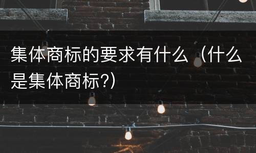 集体商标的要求有什么（什么是集体商标?）