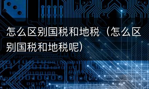 怎么区别国税和地税（怎么区别国税和地税呢）