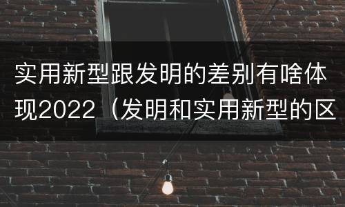 实用新型跟发明的差别有啥体现2022（发明和实用新型的区别）