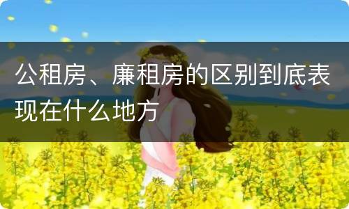 公租房、廉租房的区别到底表现在什么地方