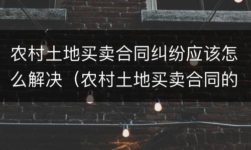 农村土地买卖合同纠纷应该怎么解决（农村土地买卖合同的效力）