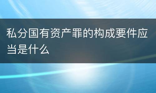 私分国有资产罪的构成要件应当是什么