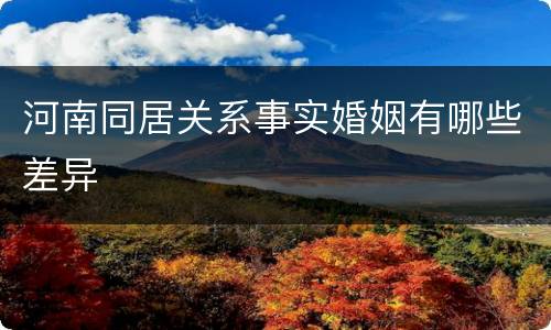 河南同居关系事实婚姻有哪些差异