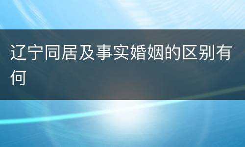 辽宁同居及事实婚姻的区别有何