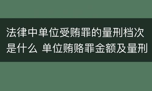 法律中单位受贿罪的量刑档次是什么 单位贿赂罪金额及量刑