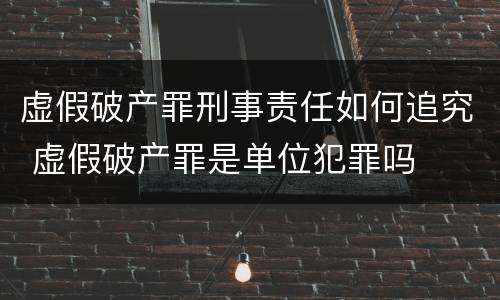 虚假破产罪刑事责任如何追究 虚假破产罪是单位犯罪吗