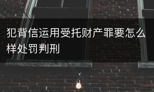 犯背信运用受托财产罪要怎么样处罚判刑
