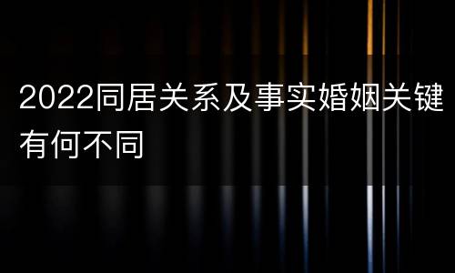 2022同居关系及事实婚姻关键有何不同
