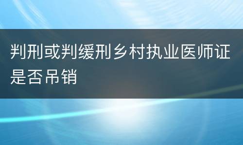判刑或判缓刑乡村执业医师证是否吊销