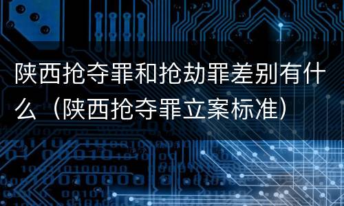 陕西抢夺罪和抢劫罪差别有什么（陕西抢夺罪立案标准）