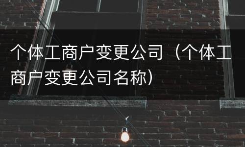 个体工商户变更公司（个体工商户变更公司名称）