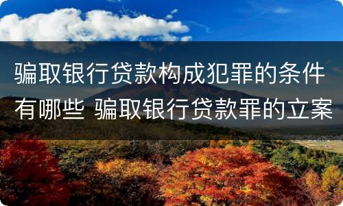 骗取银行贷款构成犯罪的条件有哪些 骗取银行贷款罪的立案标准