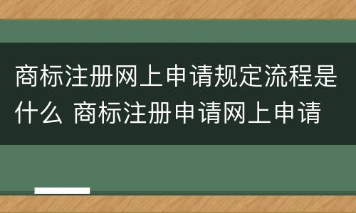 商标注册网上申请规定流程是什么 商标注册申请网上申请