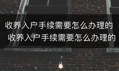 收养入户手续需要怎么办理的 收养入户手续需要怎么办理的证件